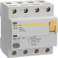 Выключатель дифференциальный (УЗО) KARAT ВД3-63 4P 32А 100мА 6кА тип AC | код MDV20-4-032-100 | IEK